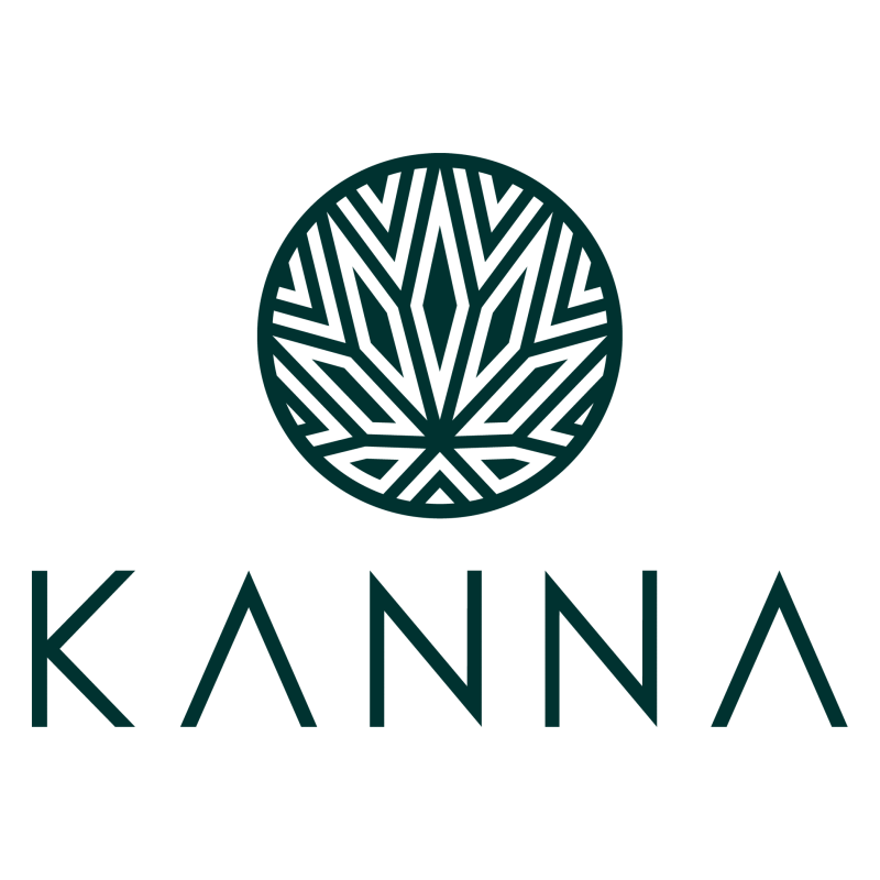 A geometric leaf design inside a circle sits above the word "KANNA" in stylized, modern capital letters.